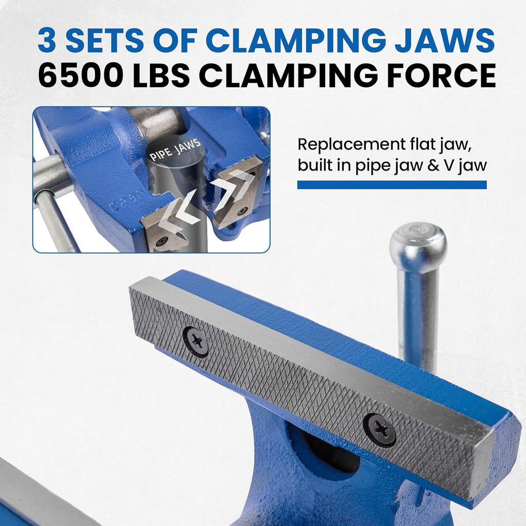 Forward HY-DT150B-6IN Heavy Duty Bench Vise 360-Degree Swivel Base and Head with Anvil (6')