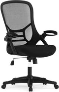 Flash Furniture Porter High Back Black Mesh Ergonomic Swivel Office Chair with Black Frame and Flip-up Arms