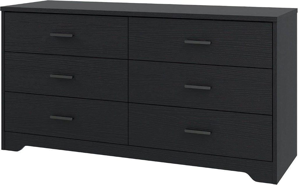 Panana Dresser for Bedroom with 5/6 Drawers, Wooden Chest of Drawers, Storage Organizer Unit Dressers for Bedroom, Living Room, Hallway, Nursery (Black, 6 Drawer)