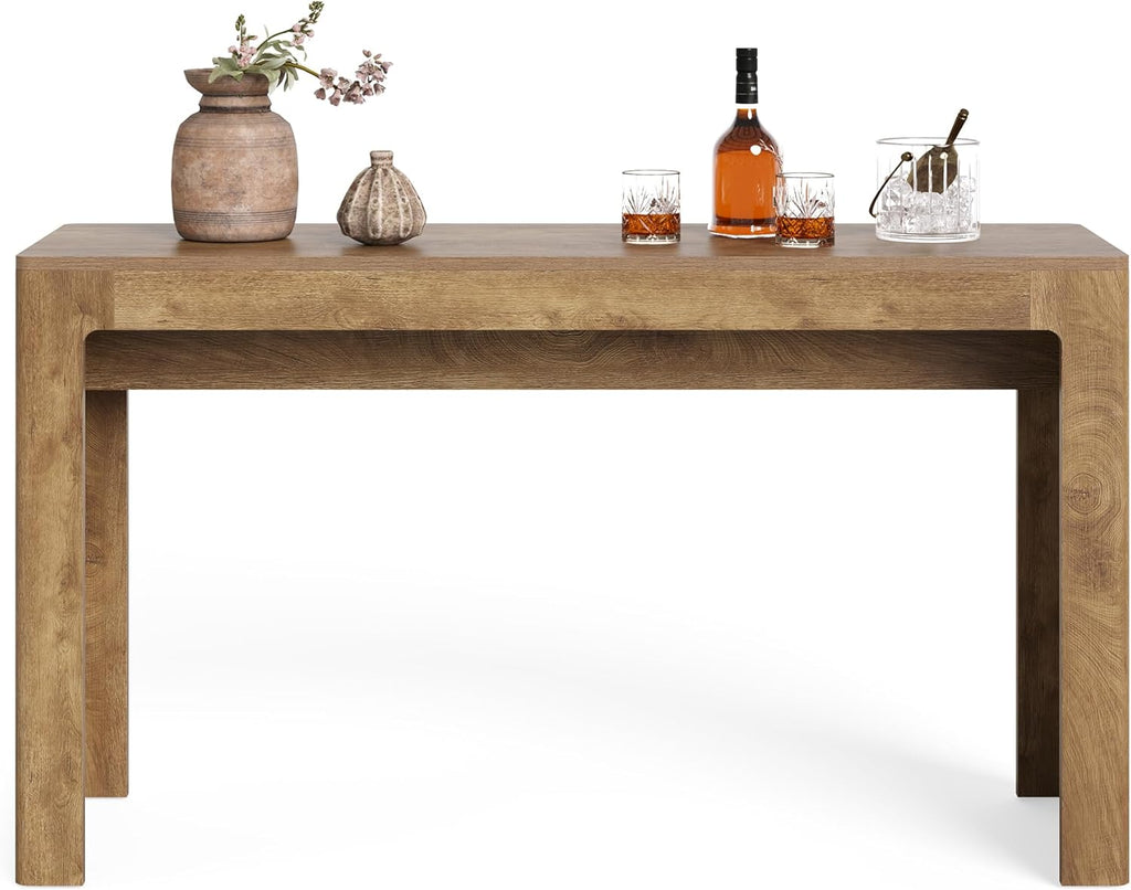 LITTLE TREE 63' Long Bar Table, Counter Height Pub Dining Table for 4-6, Modern Home Bar Unit, Rectangular High Top Table for Kitchen, Dining Room, Bistro, Balcony
