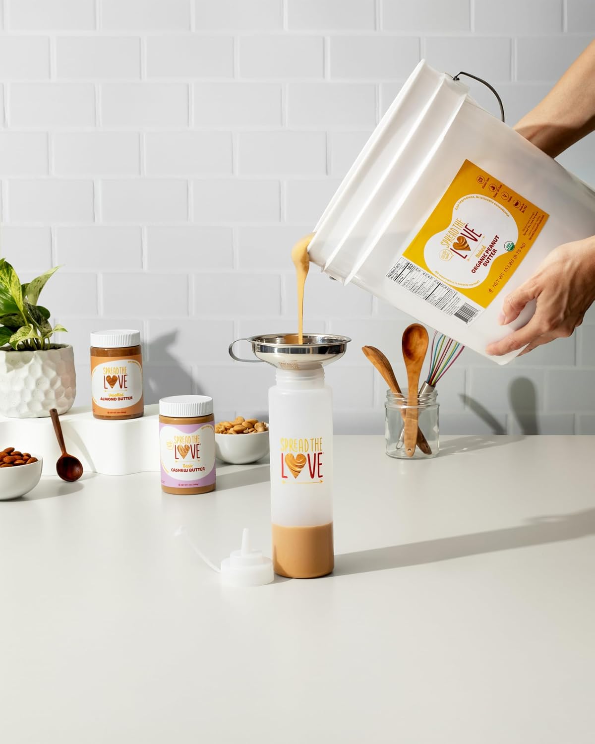 Spread The Love NAKED Organic Peanut Butter (Organic, All Natural, Vegan, Gluten-free, Creamy, Dry-Roasted, No added salt, No added sugar, No palm oil) (15-Pounds)