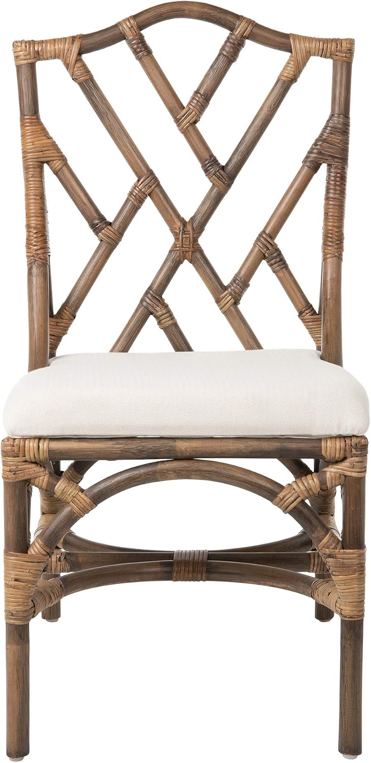 KOUBOO Chippendale Rattan Dining Chair, Set of 2, Rio Modern Bohemian Dining Chair, Wicker Accent Seating Antique, Kitchen, Living Room Furniture, Home Decor, Antique Brown