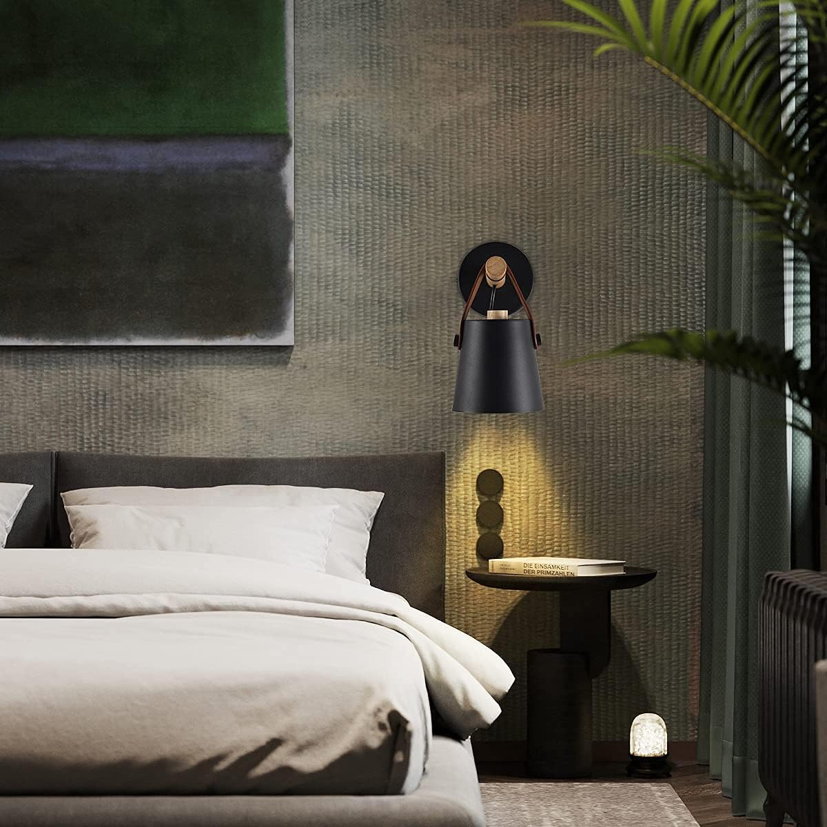 Wall Lamps for Bedroom Indoor Wall Sconces Set of 2 Black Modern Wooden Wall Lighting Fixture E26 Base for Nightstand or Farmhouse Aisle Corridor