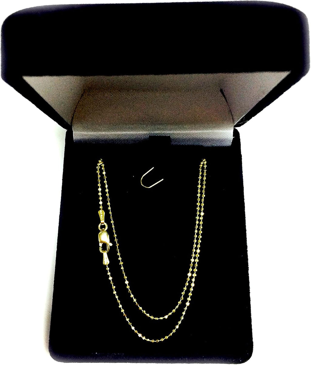Jewelry Affairs 14K Yellow Gold Diamond Cut Bead Chain Necklace, 1.2mm