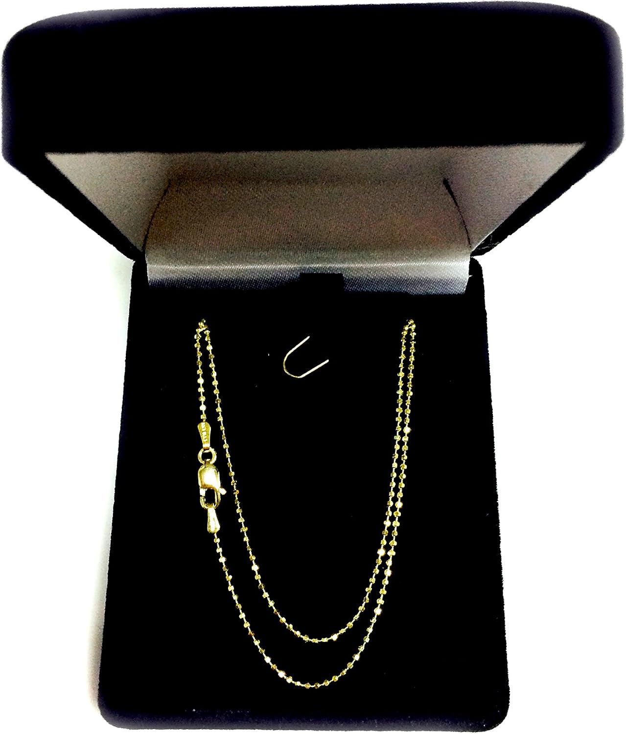 Jewelry Affairs 14K Yellow Gold Diamond Cut Bead Chain Necklace, 1.2mm