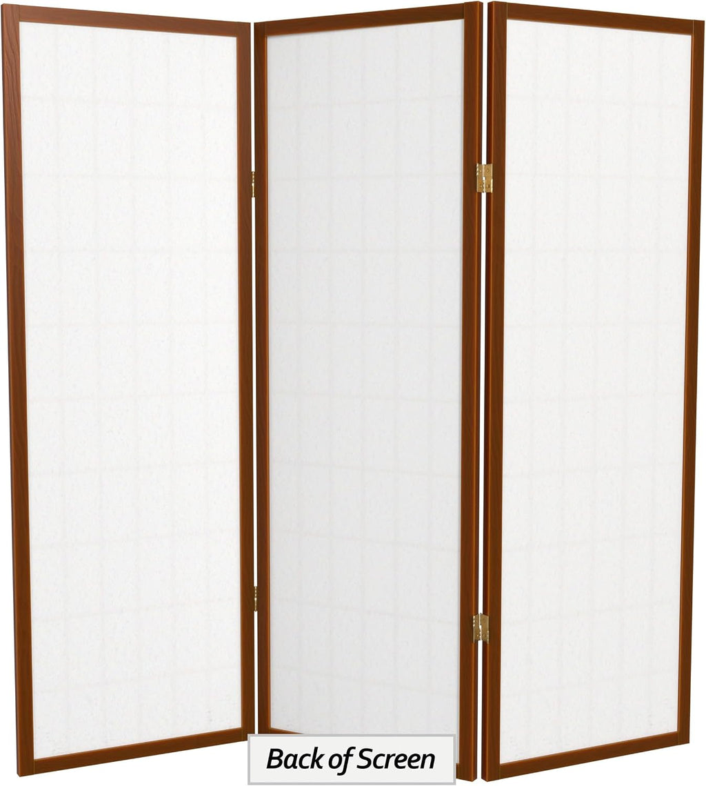 4 ft. Short Window Pane Shoji Screen - Walnut - 3 Panels