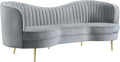 Coaster Home Furnishings - Sophia - Velvet Fabric Upholstered Channel Tufted Stationary Sofa with Inverted Camel Back - Contemporary - Living Room - Gray - 506864