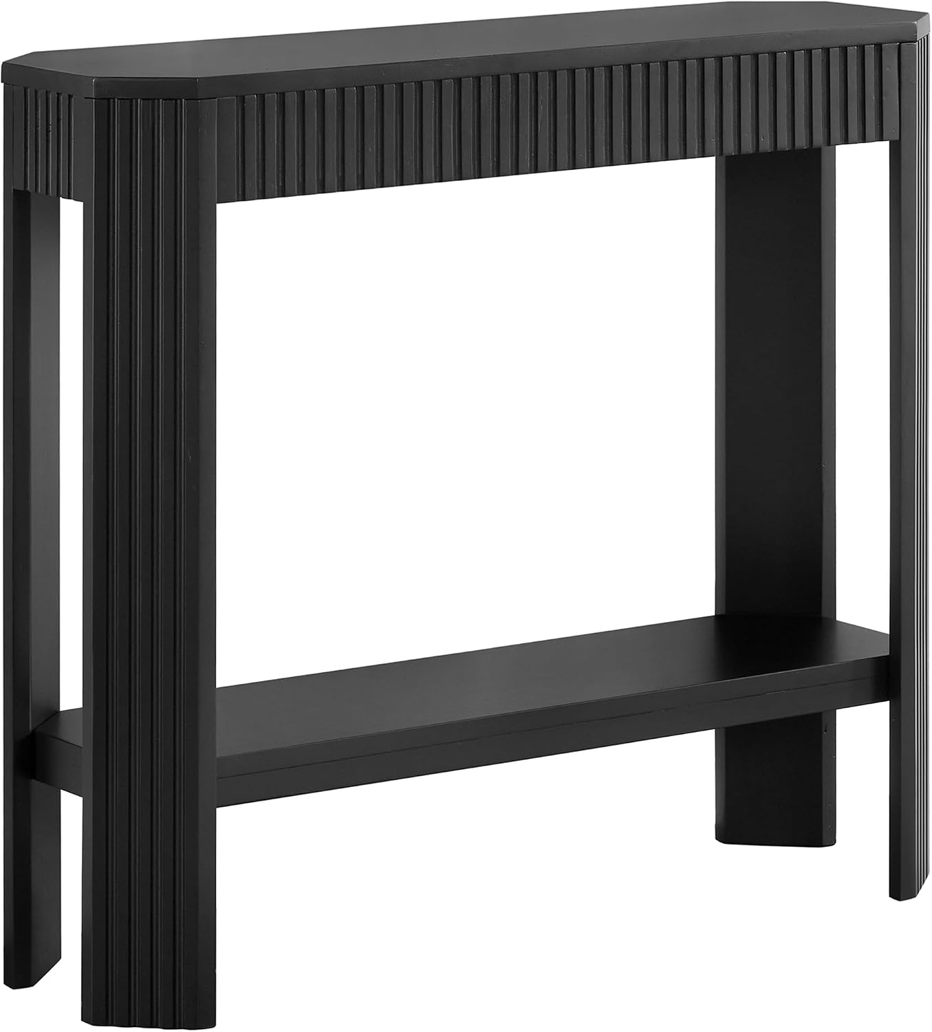 Alaterre Furniture Fluted Solid Wood Console Table - 36 Inch Modern Entryway Table with Storage Shelf - Easy Assembly Living Room Furniture for Behind the Couch, Entryway, or Hallway (Black)