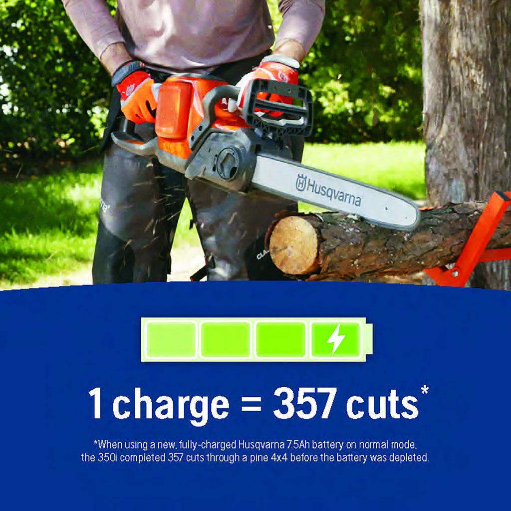 Husqvarna Power Axe 350i Cordless Electric Chainsaw, 18 Inch Chainsaw, Brushless Motor and Quiet Superior Cutting Power, 40V Lithium-Ion 7.5 Ah Battery and Charger Included, Gifts For Men, 970601202
