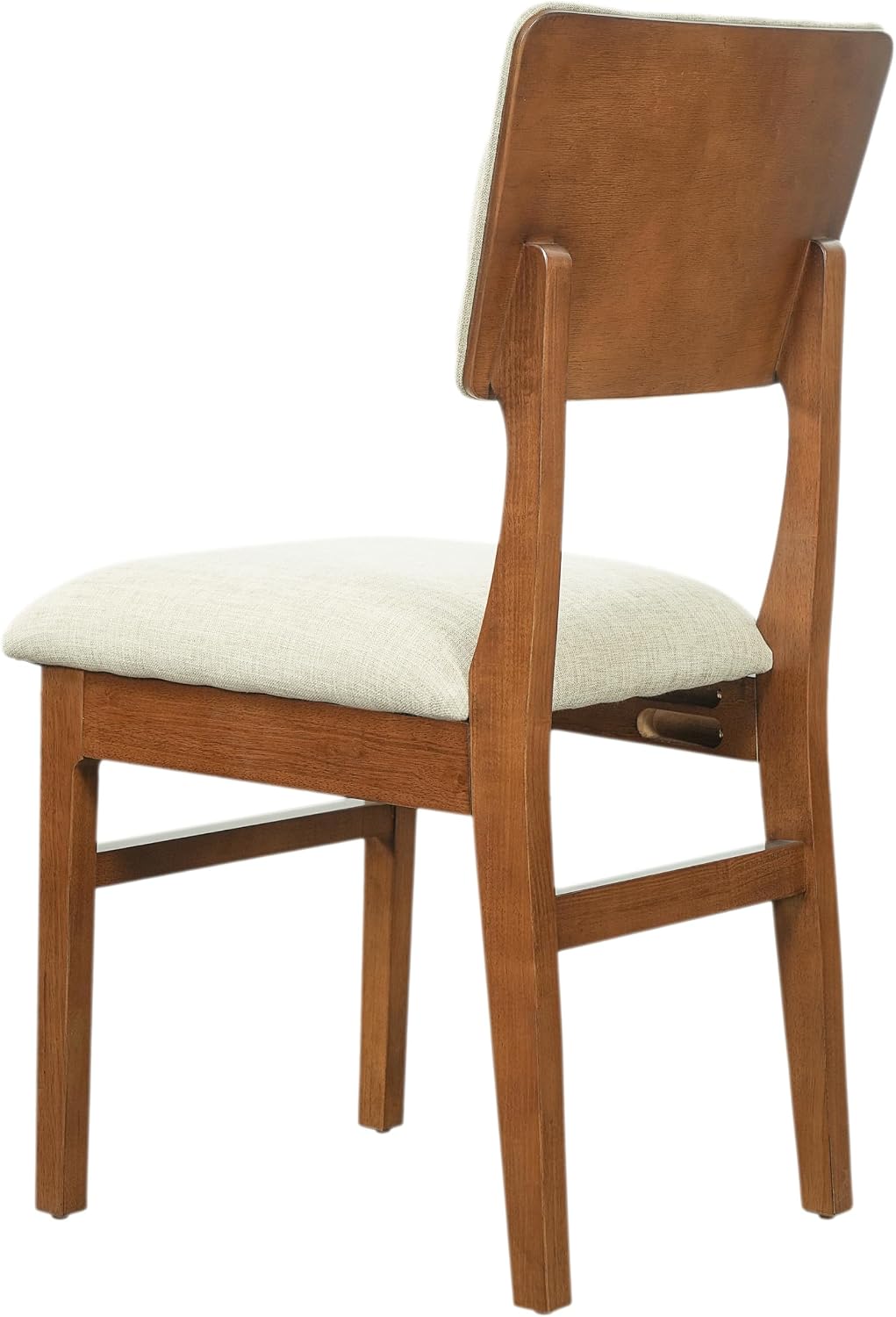Merax 5 Piece Solid Wood Dining Table Set, Farmhouse Mid-Century Modern Table & 4 Upholstered Chairs for Home, Kitchen, Apartment, Space Saving, Brown+Biege