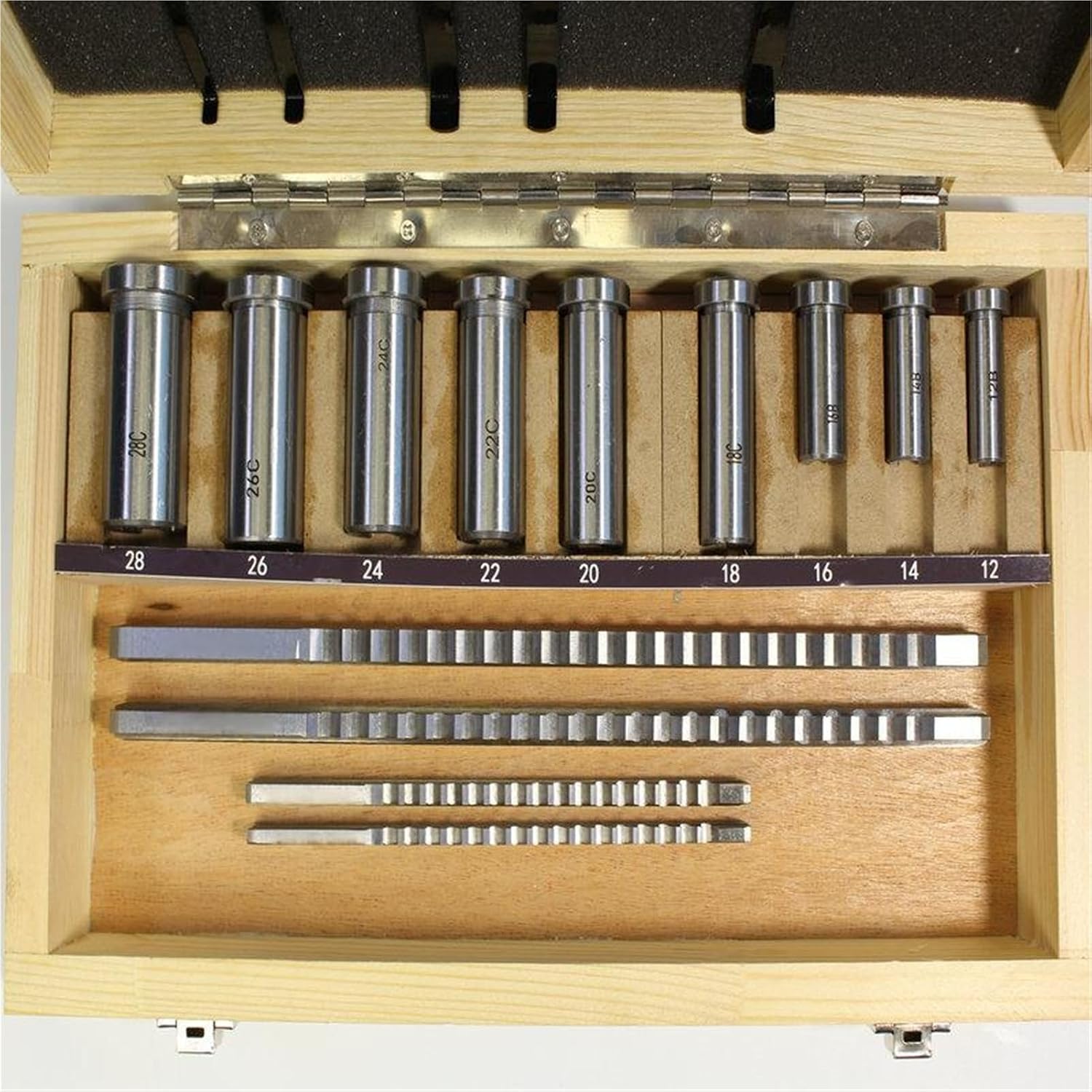 18pc HSS Keyway Broach Cutter B C Push Type 4mm 5mm 6mm 8mm + 9pc Bushing Sleeve + 5pc Shim Cutting Tool Metalworking Industrial Tools