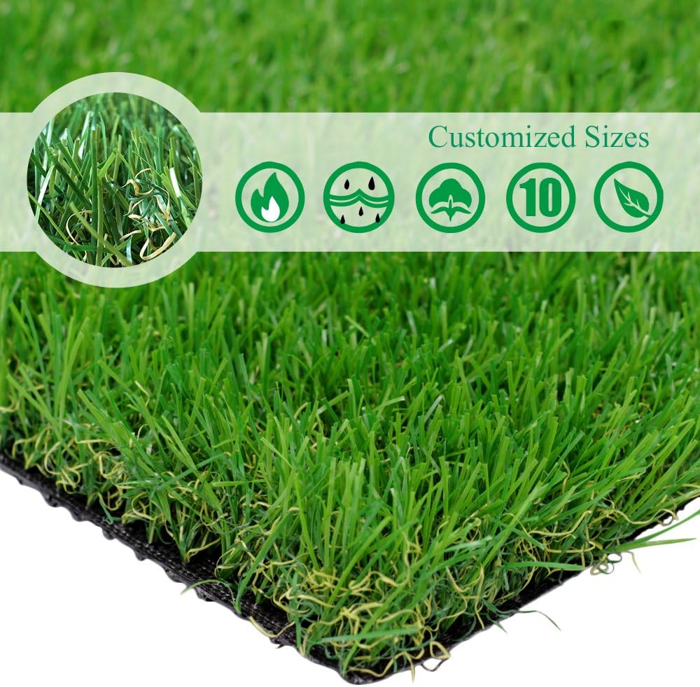 Petgrow Realistic Artificial Grass Turf -12FTX12FT(144 Square FT) Indoor Outdoor Garden Lawn Landscape Synthetic Grass Mat - Thick Fake Grass Rug