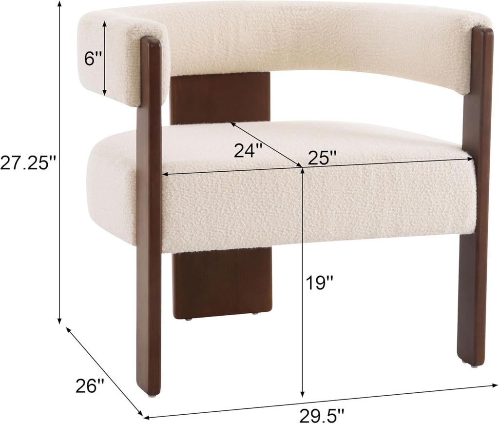 Christopher Knight Home Nettie Modern Accent Chair for Living Room, Boucle Fabric Single Lounge Sofa Chair with Wooden Frame, Comfy Reading Chair for Bedroom, Lounge Armchair with Soft Cushion, Beige