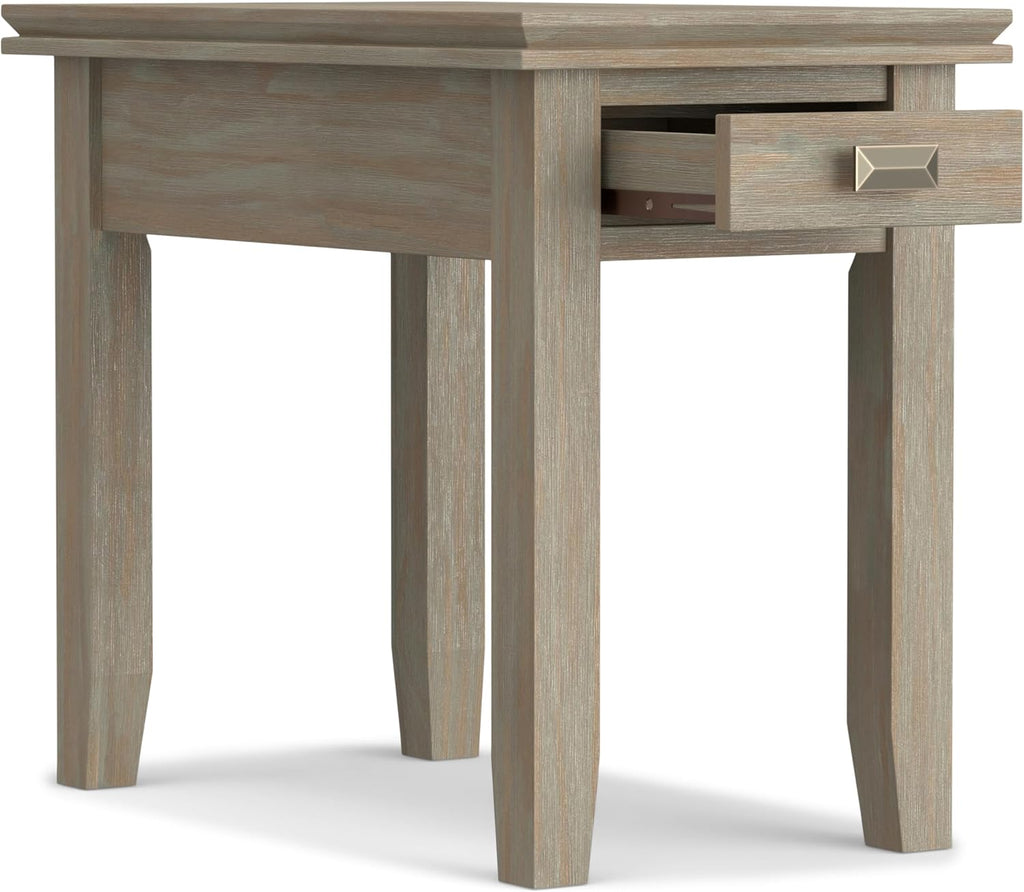 SIMPLIHOME Artisan SOLID WOOD 14 inch Wide Rectangle Transitional Narrow Side Table in Distressed Grey for the Living Room and Bedroom