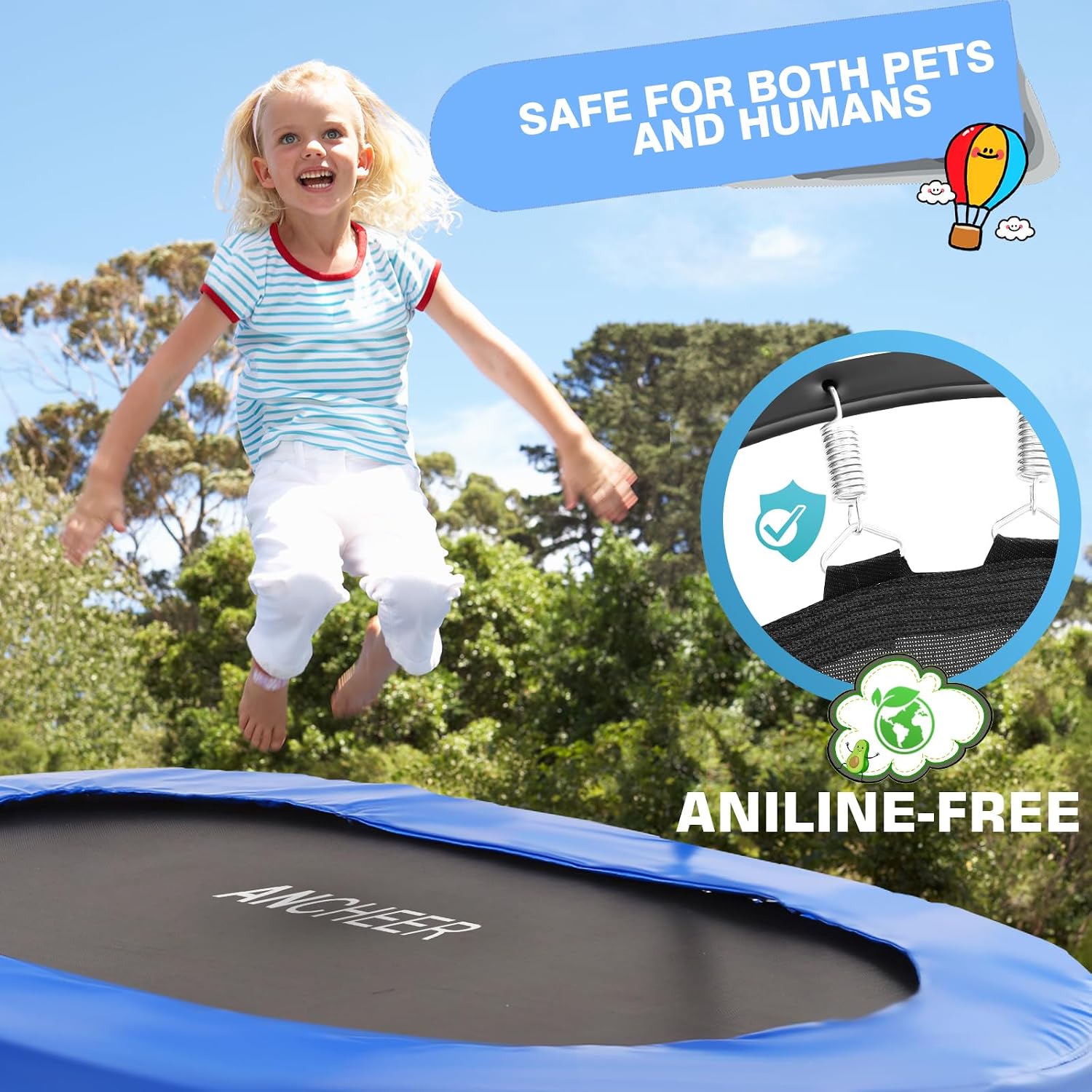 Trampoline for Kids, Toddler Trampoline Indoor Sports and Outdoor Games 56' Kids Rebounder 220LBS Capacity with Adjustable Safety Handrail Foldable Jumper for Boy Girls ASTM Certified