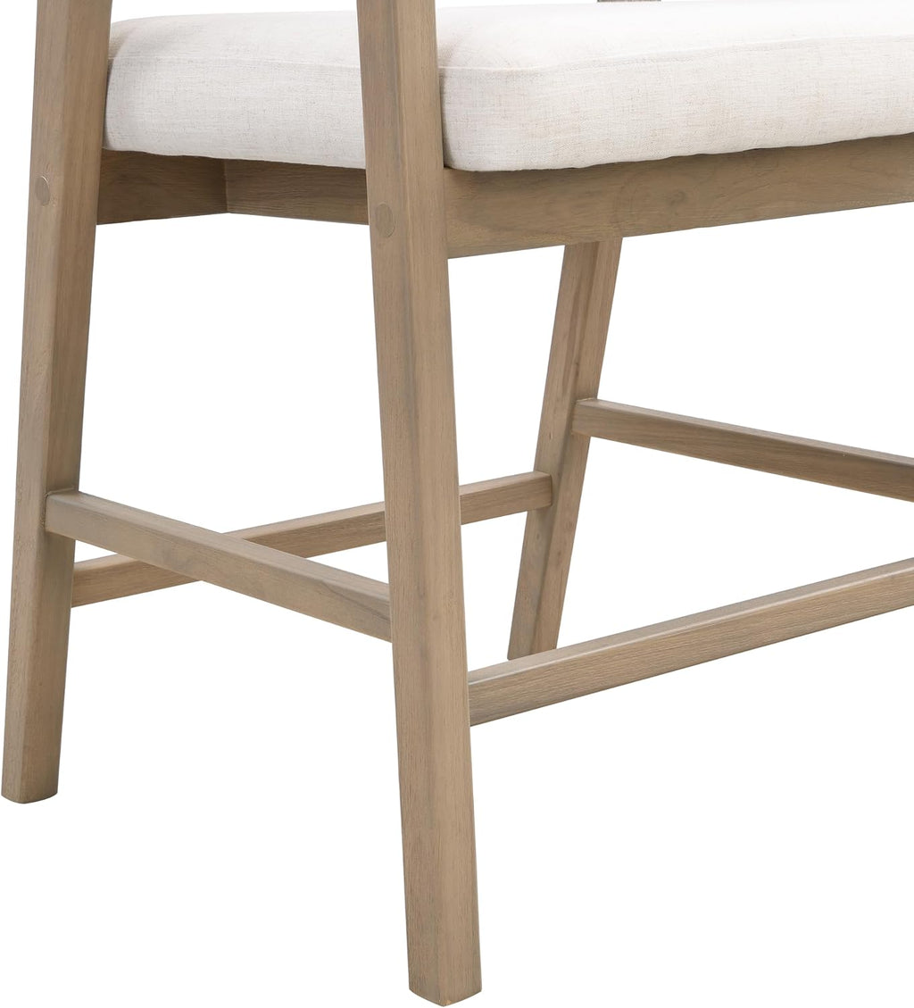 Christopher Knight Home Set of 2 Morley Wooden Counter Stool,Dining Room/Kitchen Island Barstool with footrest, Curved Backrest,Wicker/Cane Accents,Soft Removable Cushions, Light Beige+Light Ash