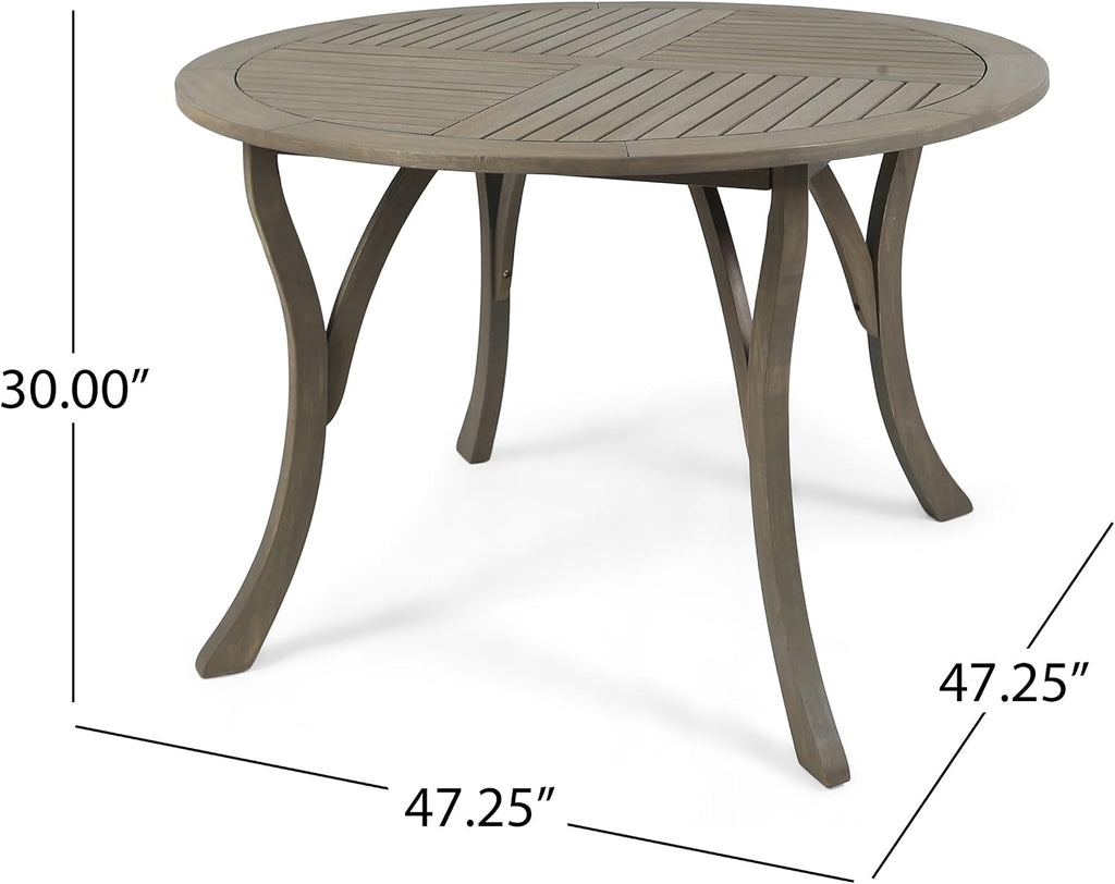 Christopher Knight Home Adn Outdoor 47' Round Acacia Wood Dining Table, Grey