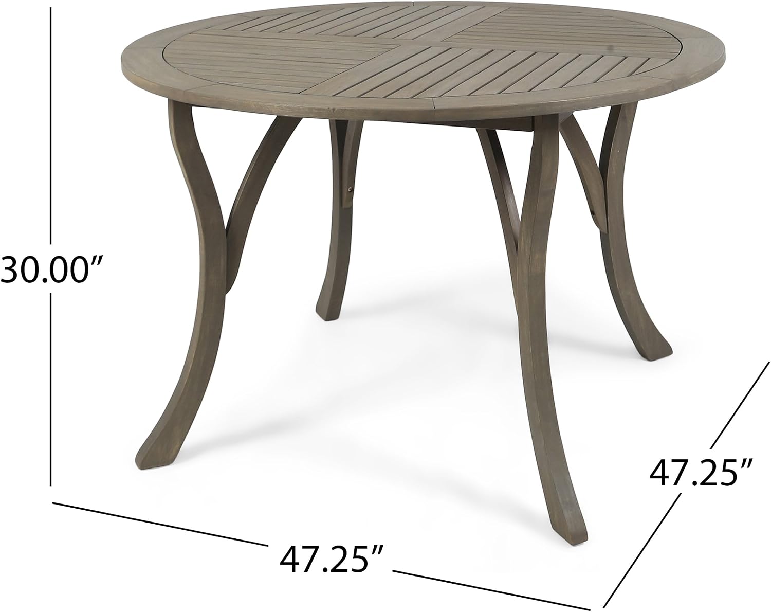 Christopher Knight Home Adn Outdoor 47' Round Acacia Wood Dining Table, Grey