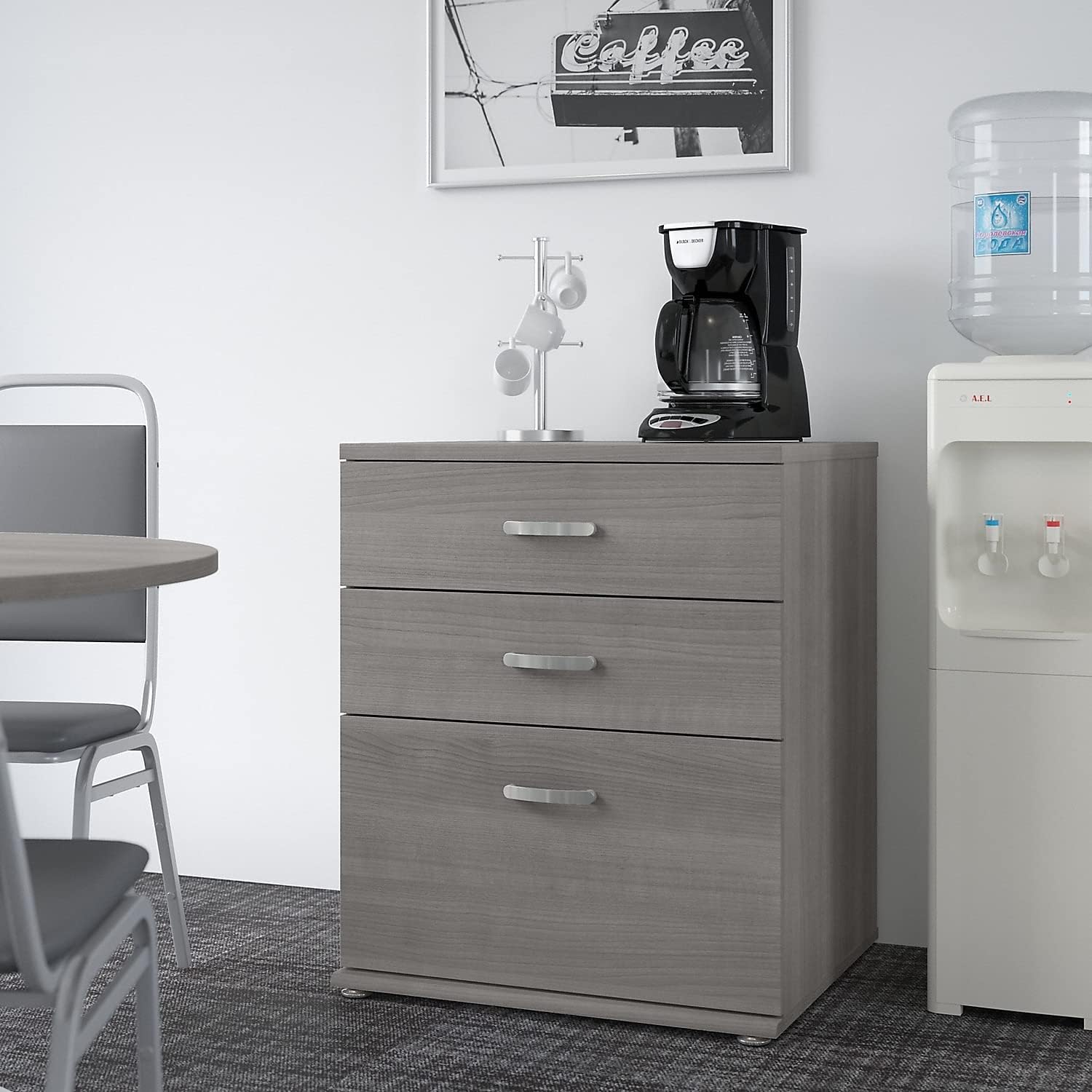 Bush Business Furniture Universal Floor Storage Cabinet with Drawers in Platinum Gray