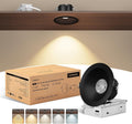 CycevSun Black 4 Inch Anti-Glare Canless Recessed Lighting Ceiling Spotlight, 5CCT Selectable, 130LM/W, 16W, RA95 COB Exterior Outdoor Soffit Lights, IP44 Damp Rated Shower, Dimmable, ETL,12-Pack