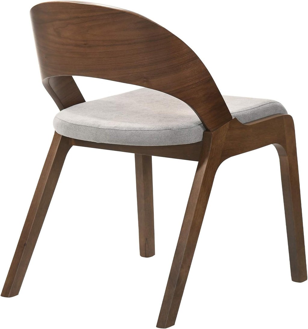 Armen Living Polly Mid-Century Modern Dining Accent Chairs Finish Fabric-Set of 2, 20' Wide, Walnut/Grey
