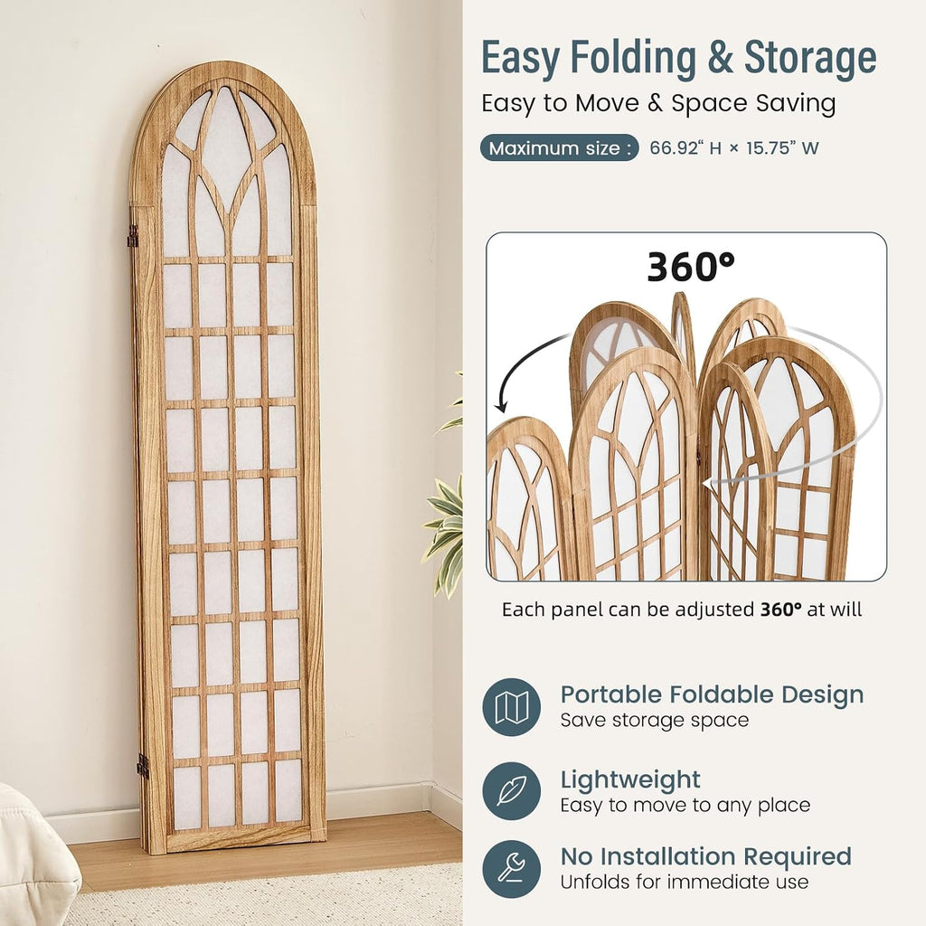 4 Panel Japanese Room Divider and Folding Privacy Screen, Shoji Screen Room Divider, Partition Divider for Room Separation, Portable Shoji Screen for Home Office Restaurant - Natural