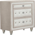 Coaster Home Furnishings - Antonella - Wood - 3-Drawer Upholstered Nightstand with Velvet Upholstery, Button Tufting, Crystal-Like Buttons and Tapered Legs - Bedroom - Ivory and Camel - 223522