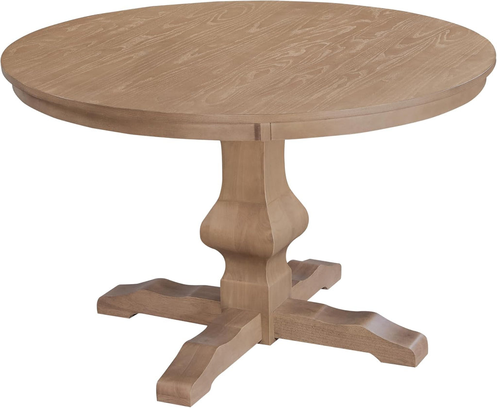 Christopher Knight Home Mundo Round Dining Table for 4, Rustic Wooden Kitchen Table with Pedestal Base, Circle Farmhouse Dinner Furniture for Dining Room, Kitchen, Living Room, Light Natural