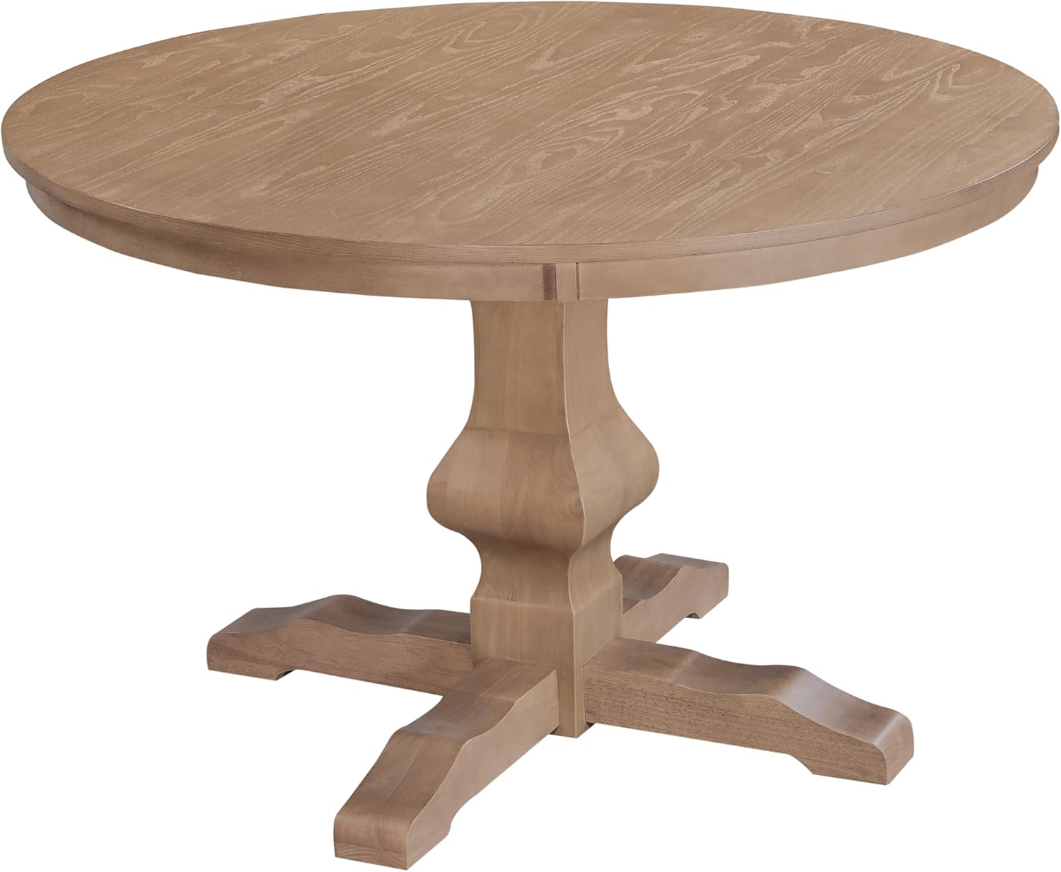 Christopher Knight Home Mundo Round Dining Table for 4, Rustic Wooden Kitchen Table with Pedestal Base, Circle Farmhouse Dinner Furniture for Dining Room, Kitchen, Living Room, Light Natural