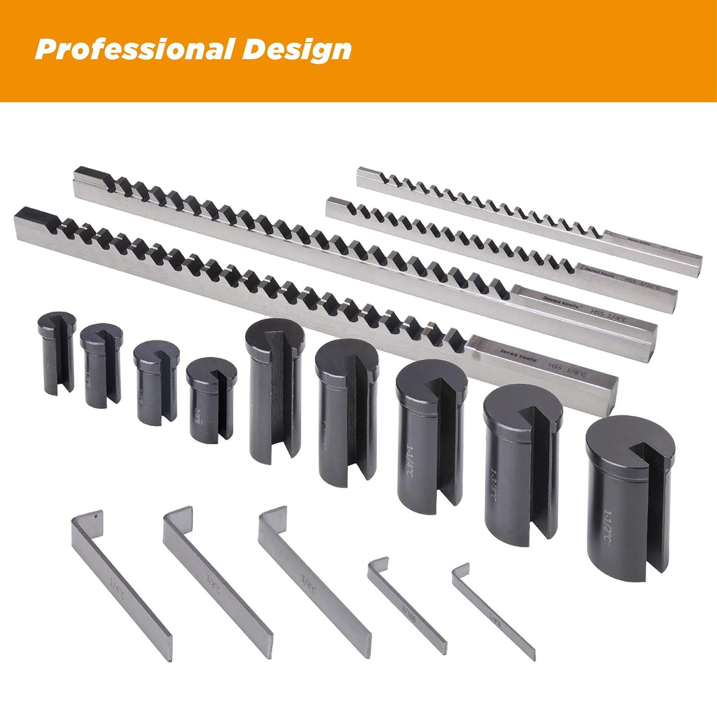 No.10 Keyway Broach Sets 18 Pcs Inch HSS Industrial Tools with 4 Broaches, 9 Bushings and 5 Shims