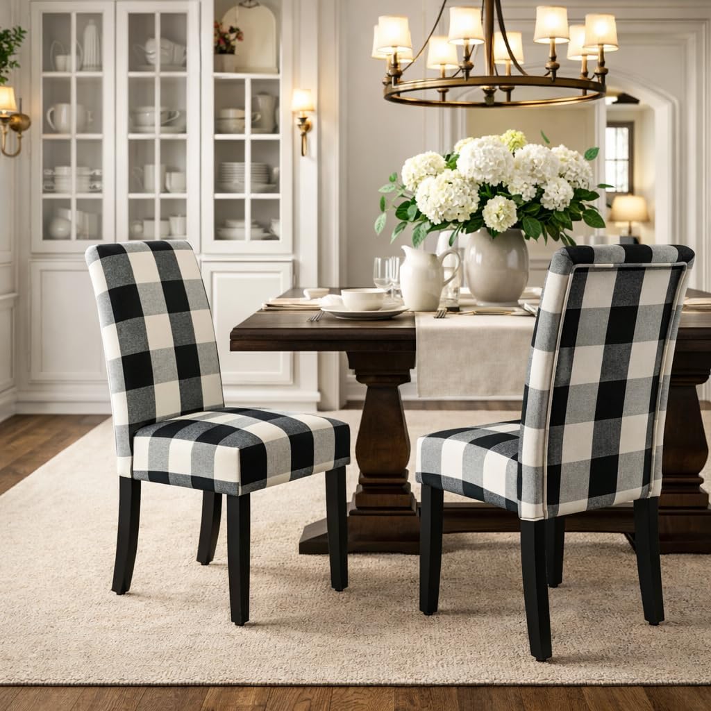 HomePop Parsons Dining Chair - Black Plaid (Set of 2)