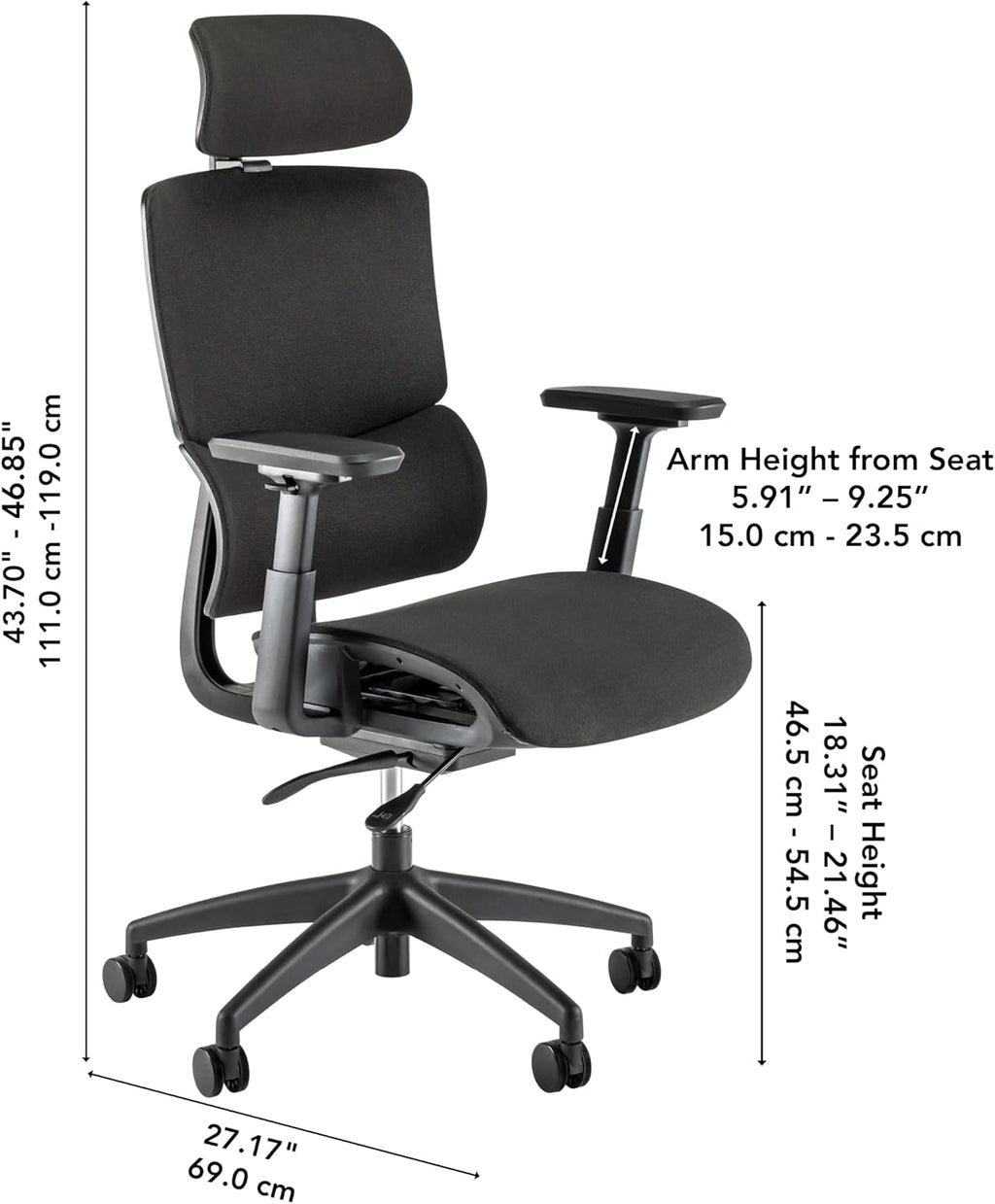 Bush Business Furniture Align High Back Ergonomic Office Chair with Lumbar Support in Black Fabric, Adjustable Seating Solution for Home and Professional Workspace