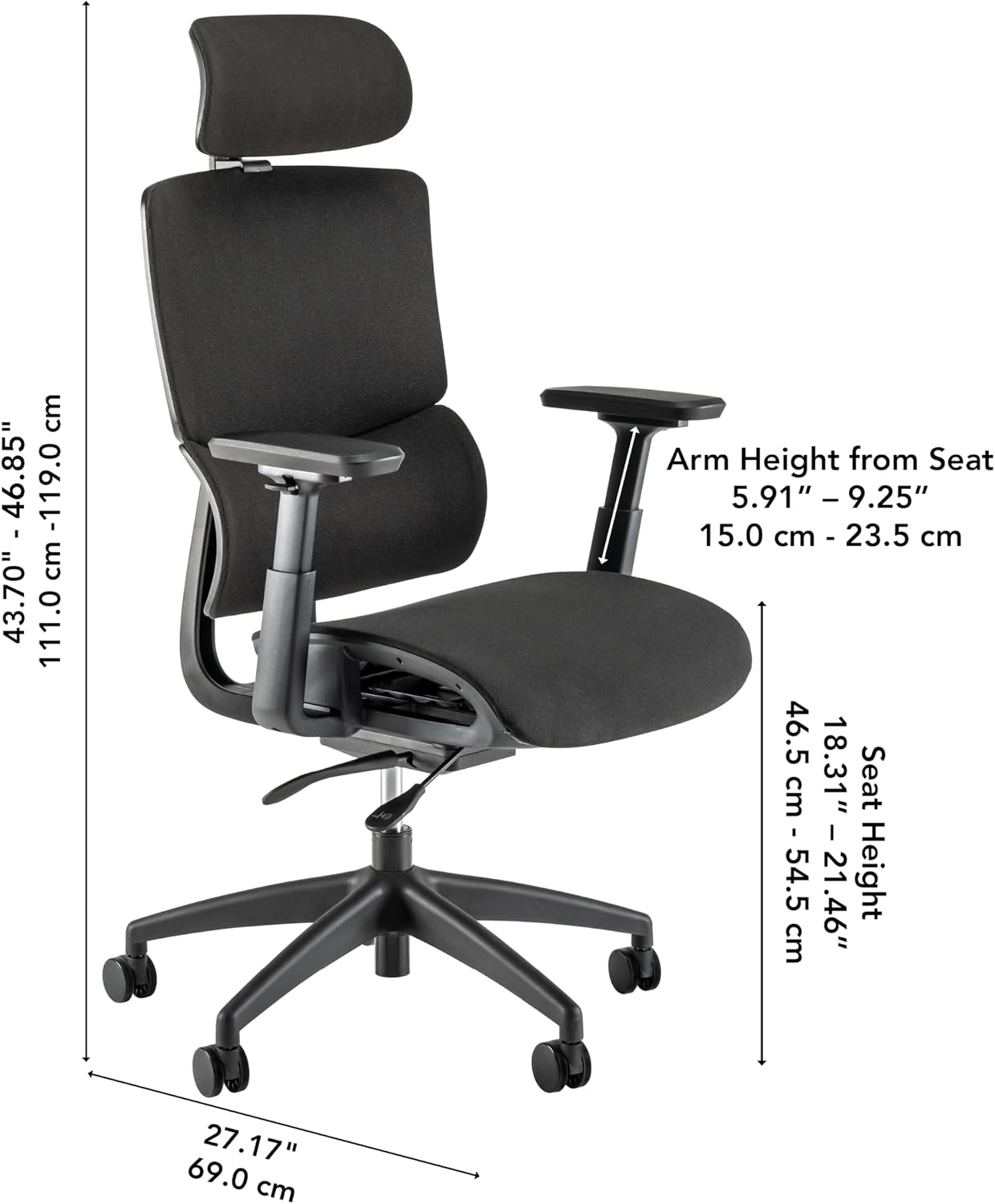 Bush Business Furniture Align High Back Ergonomic Office Chair with Lumbar Support in Black Fabric, Adjustable Seating Solution for Home and Professional Workspace