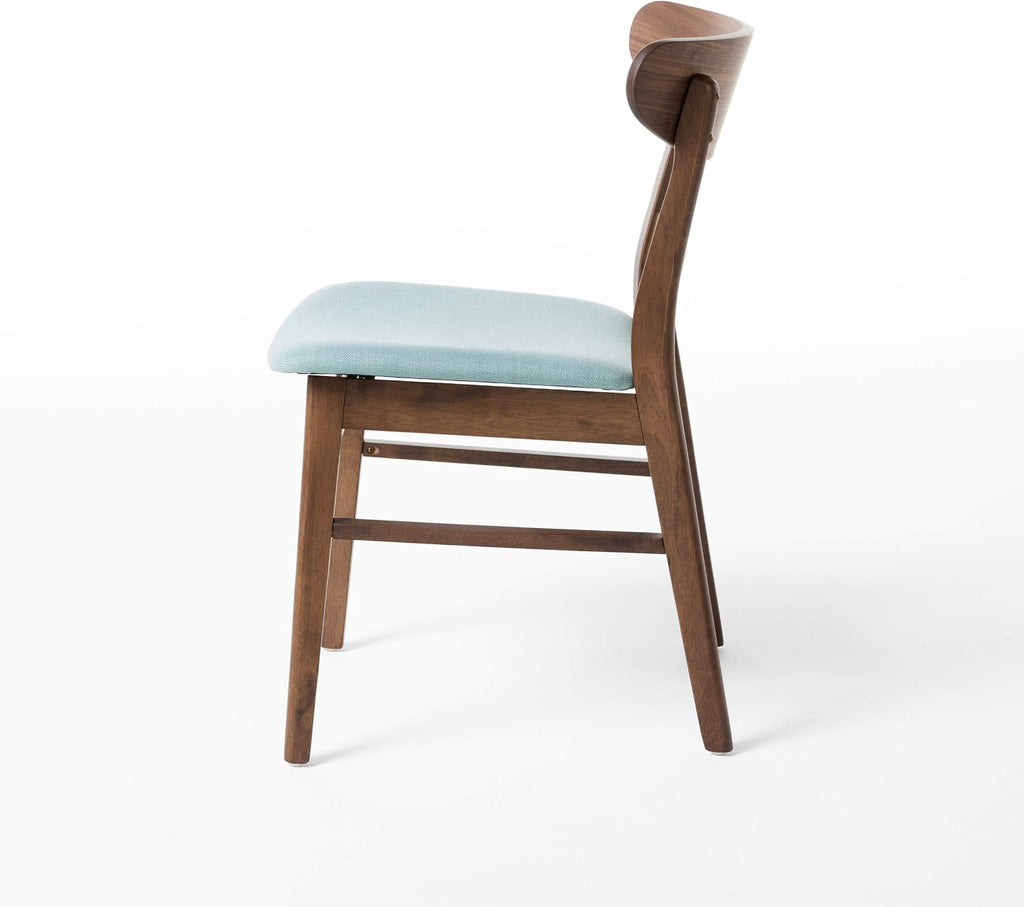 Christopher Knight Home Griselda Mid-Century Modern Dining Chairs (Set of 4),Polyester and Birch Wood, Mint, Walnut