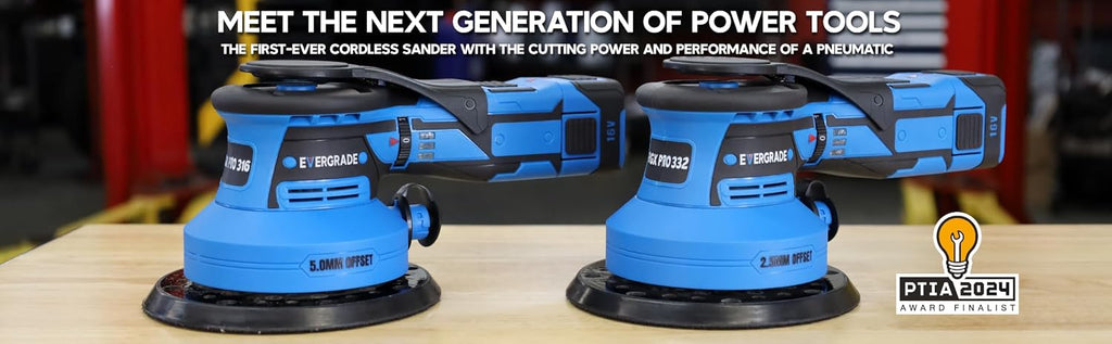 EVERGRADE AWARD WINNING Line Professional 6' CORDLESS DA Random Orbital Power Sander with 3/16' (5.0 mm) Offset - STARTER KIT RGX Pro 316 - Automotive, Auto Body, Woodworking (Fast Material Removal)