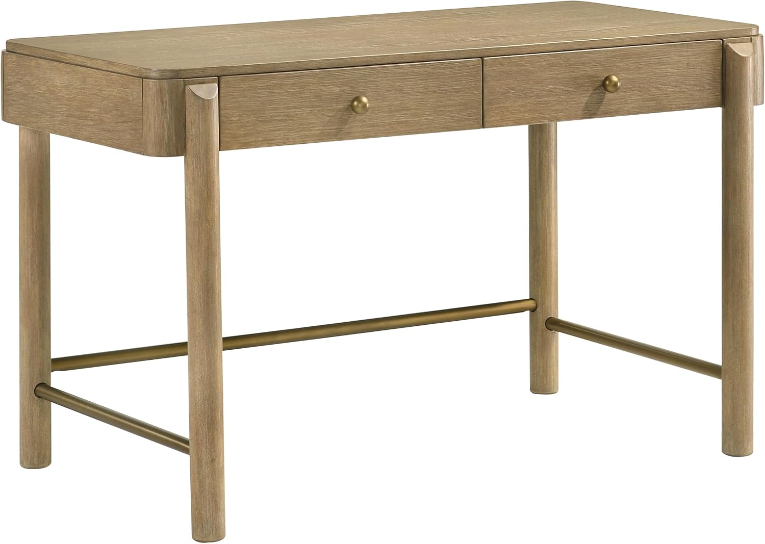 Coaster Home Furnishings - Arini - Wood - 48-Inch Makeup Vanity Desk with Felt-Lined Drawers, Coastal Style and Rounded Front Legs - Bedroom Furniture - Sand Wash - 224307