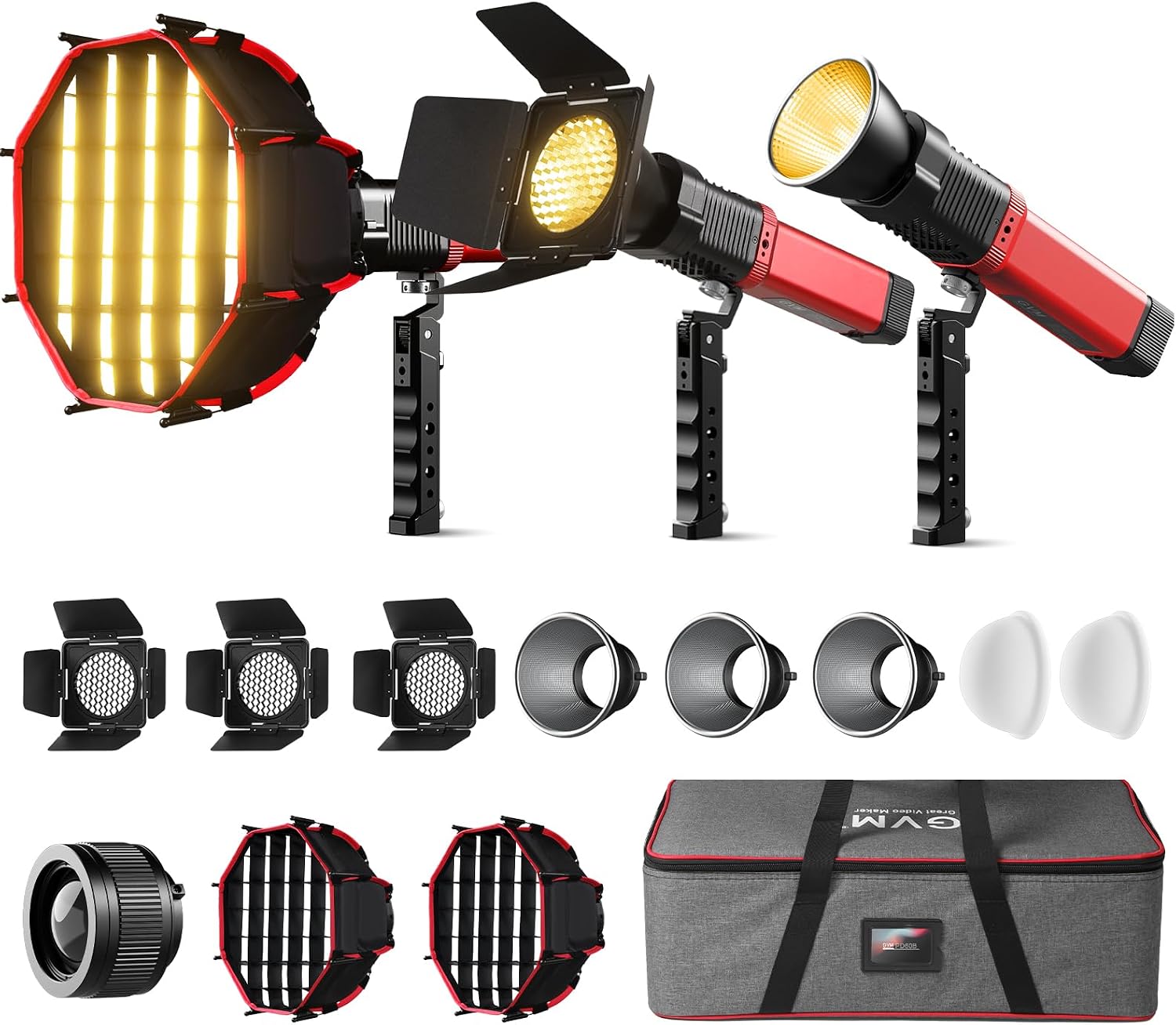 GVM PD60B 60W COB Video Light,3 Packs Portable Bi-Color Studio Lights CRI97+ 2700~6800K,49300 Lux@0.5m, Handheld Photography Lighting for Outdoor/Indoor Shooting, Spotlight for 12 Light Effects