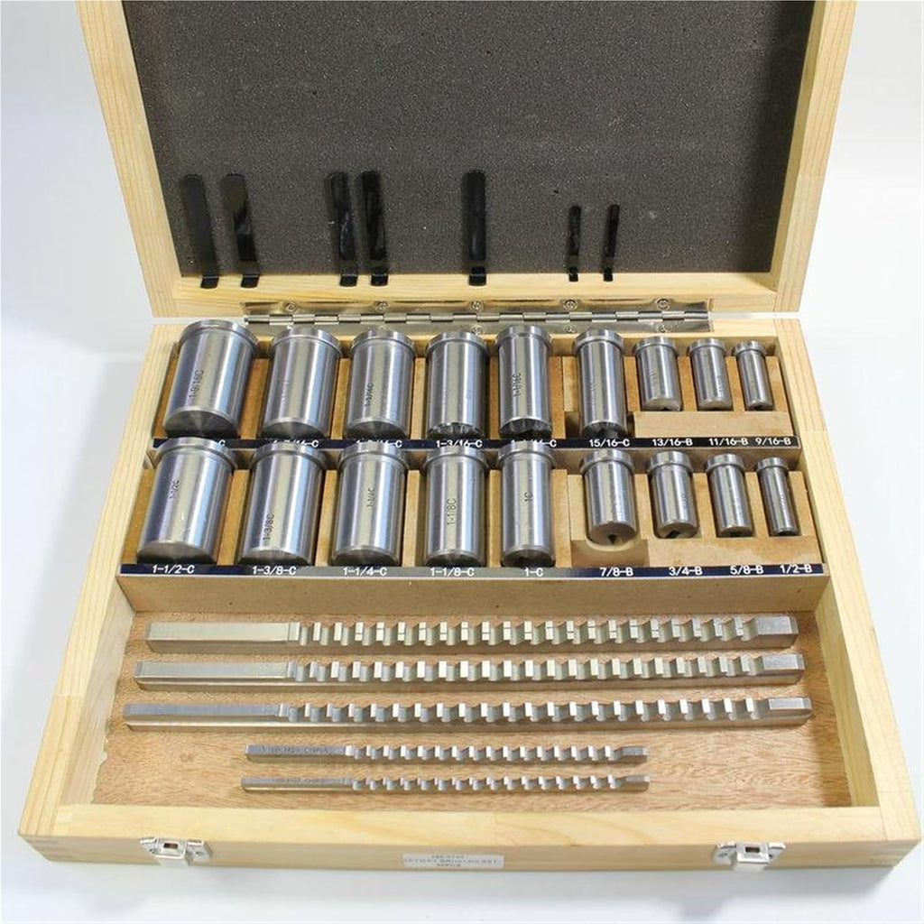 30Pcs Broach Set with 5 Broaches 18 Bushings and 7 Shims Cutting Tool HSS Tools Industrial Tools