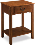 Salem Solid Wood Nightstand with Drawer and Shelf, Medium Oak Brown, Perfect for Bedrooms, Living Rooms, and Small Spaces – Leick Home, 9067-MED