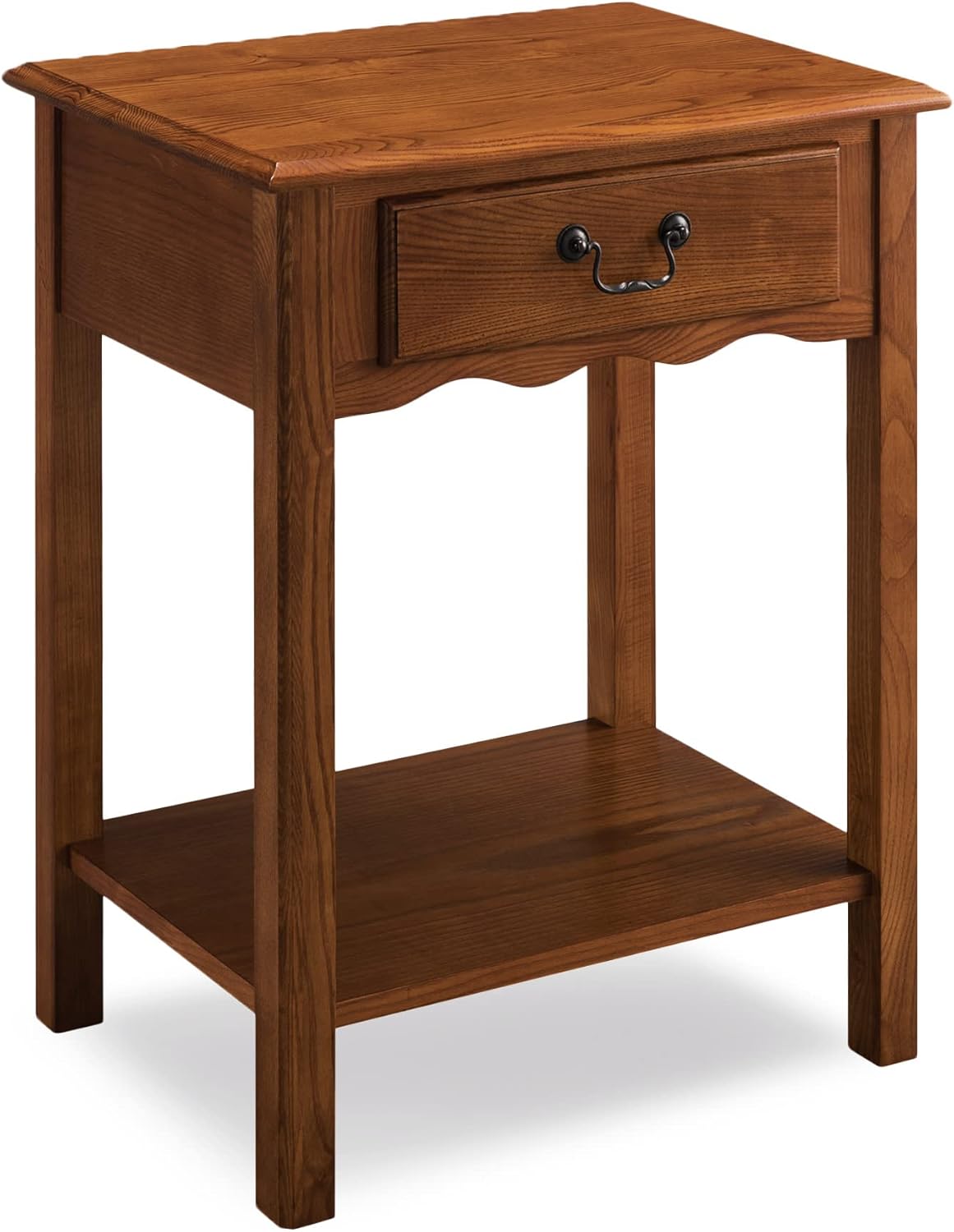 Salem Solid Wood Nightstand with Drawer and Shelf, Medium Oak Brown, Perfect for Bedrooms, Living Rooms, and Small Spaces – Leick Home, 9067-MED
