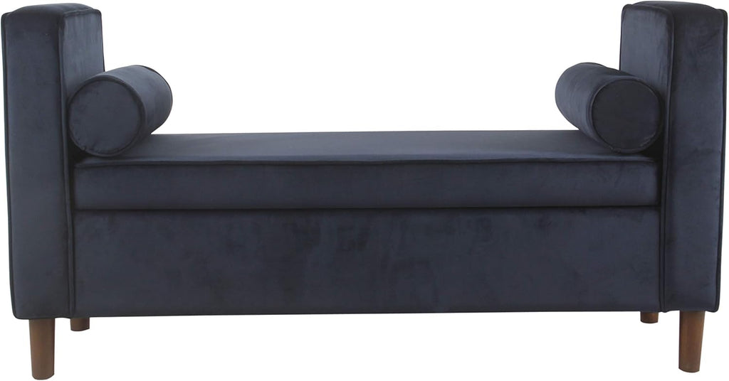 Homepop Home Decor | Upholstered Modern Storage Ottoman Bench with Pillows | Ottoman Bench with Storage for Living Room & Bedroom | Decorative Home Furniture (Navy)