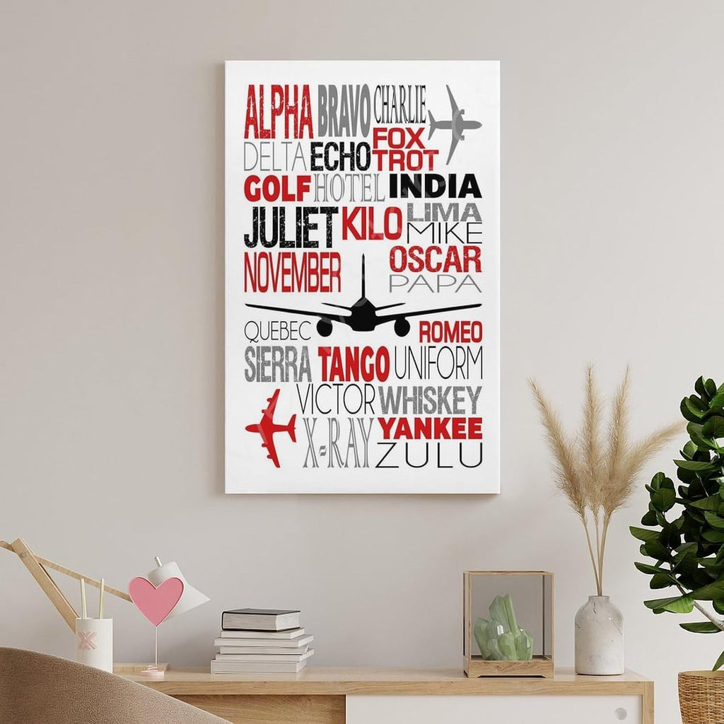 Phonetic Alphabet Poster, Airplane Nursery Art, Airplane Wall Art, Phonetic Alphabet Gift, Aviation Canvas Wall Art Print Are Used For Room Aesthetics And Decoration 24x36inch(60x90cm)