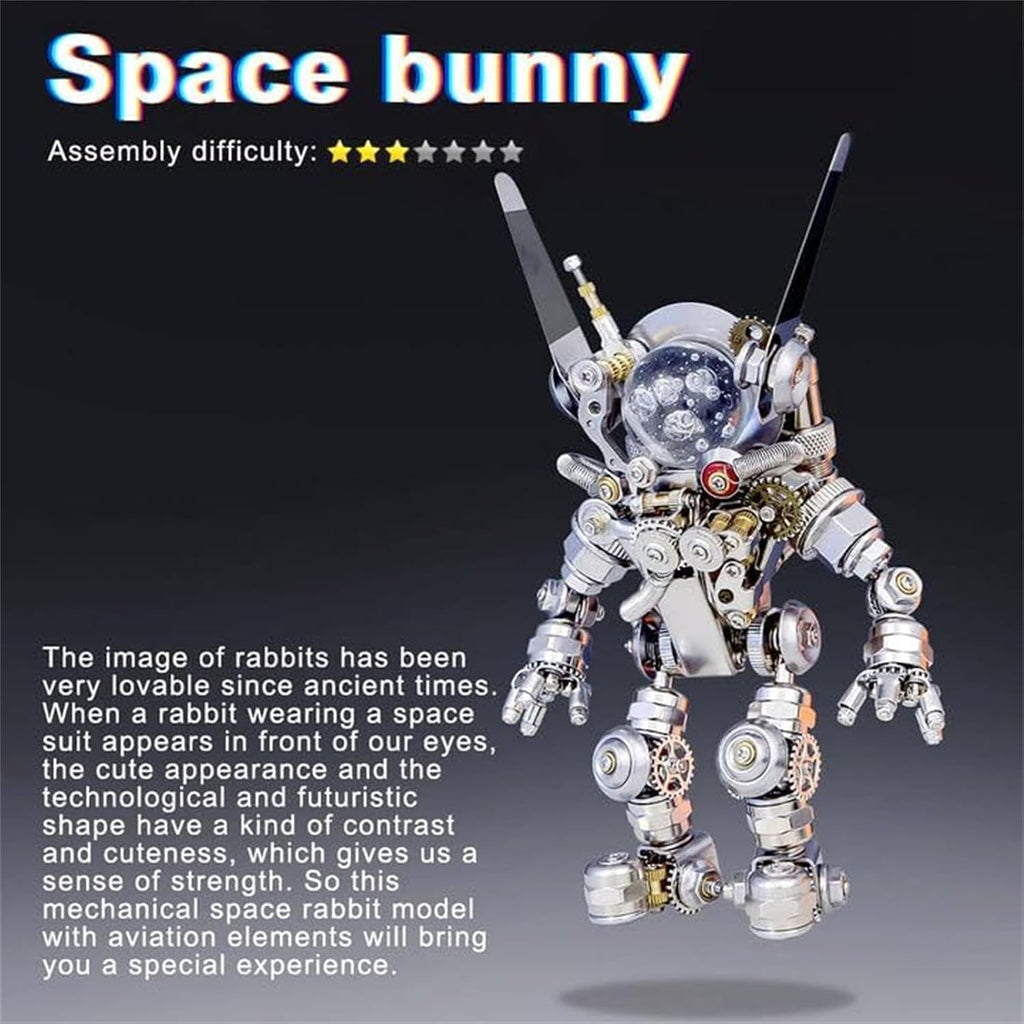 Metalkitor 3D Metal Puzzles for Adults, Space Rabbit Astronaut Mechanical Model DIY Ornament - Assembly Jigsaw Crafts Brain Teaser - Perfect Desk Decor and Gift Choice(500+PCS)
