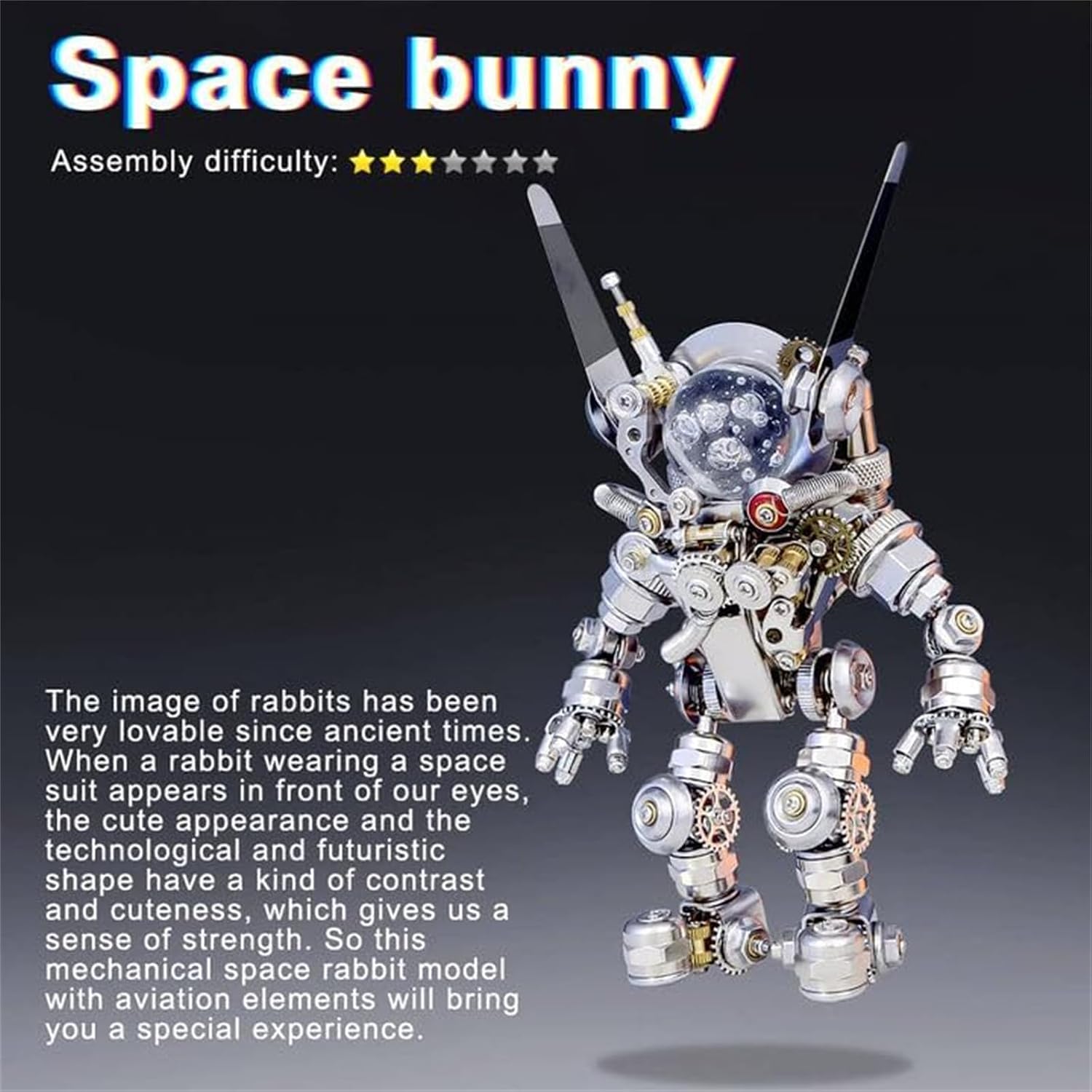 Metalkitor 3D Metal Puzzles for Adults, Space Rabbit Astronaut Mechanical Model DIY Ornament - Assembly Jigsaw Crafts Brain Teaser - Perfect Desk Decor and Gift Choice(500+PCS)