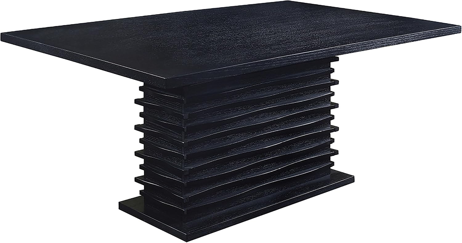 Coaster Home Furnishings - Stanton - Solid Hardwood & Oak Veneer - 66-Inch Rectangular Dining Table with Pedestal Base - Dining Room & Home Kitchen - Black - 102061