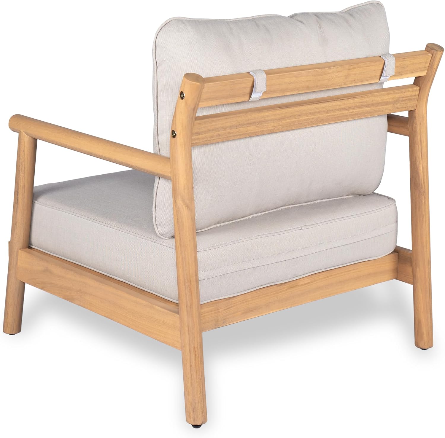 Christopher Knight Home Jorine Outdoor Club Chairs Set of 2, Acacia Wood Accent Chair, Wooden Armchair with Cushions, Open Back Comfy Seating Louge Single Sofa for Backyard Garden Balcony, Teak+Beige