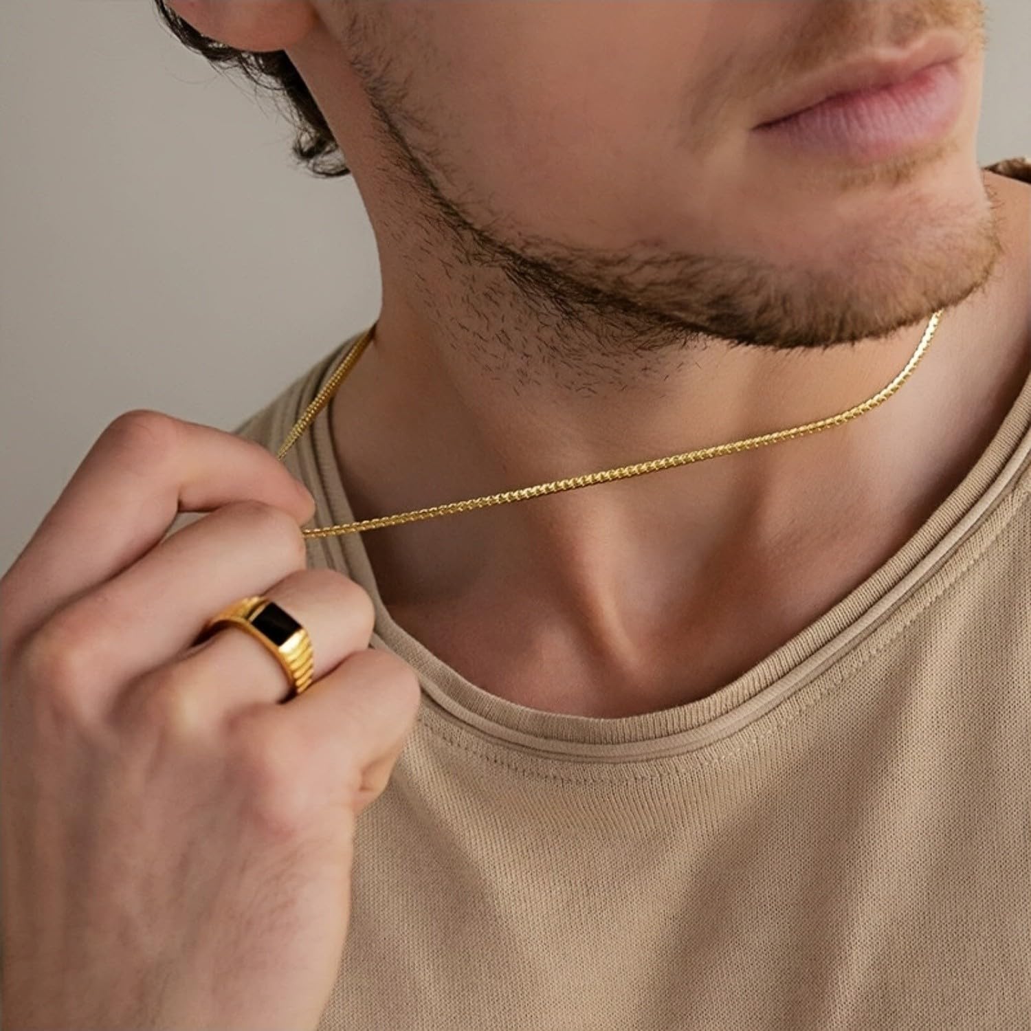 Gold Chain for Women & Men,14K Gold Necklace for Men &Women Flat Snake Chains for Womens Herringbone Curb Choker Chains Necklaces 3MM Width，18' 20' 22' 24'