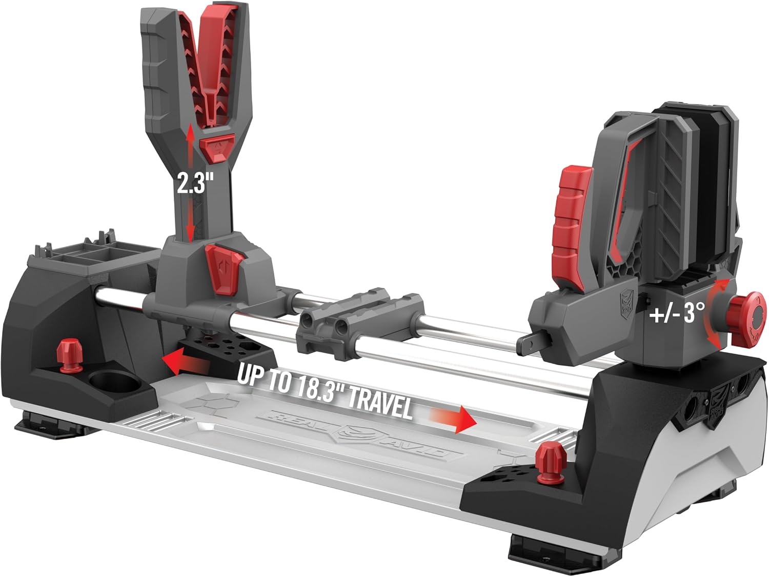 Real Avid Master Gun Workstation Up to 18.3' of Travel One-Hand Quick Adjustable Clamping, Non-Marring Form-Fitting Yokes Vise Ideal for Gun Cleaning & Maintenance w/Leveling Knob for Scope Mount