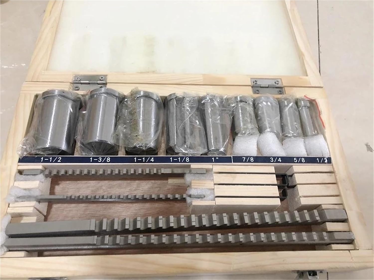 Keyway Cutting Tool 18pcs CNC Keyway Broaches Set 1/2-1-1/2 Broach Bushing Shim High Speed Steel Cutting Tool for CNC Cutting Machine Too