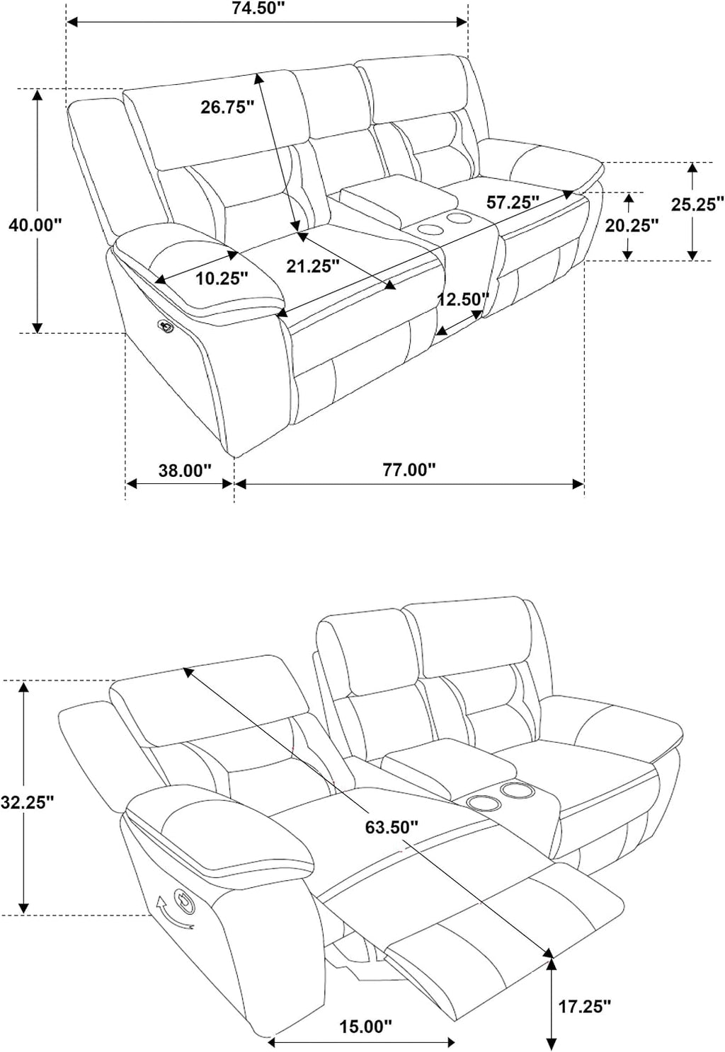 Coaster Home Furnishings - Greer - Faux Leather Upholstered Motion Reclining Loveseat with Console, Lift-Top Container, and Built-in Cupholders - Living Room & Home Theater - Brown - 651355